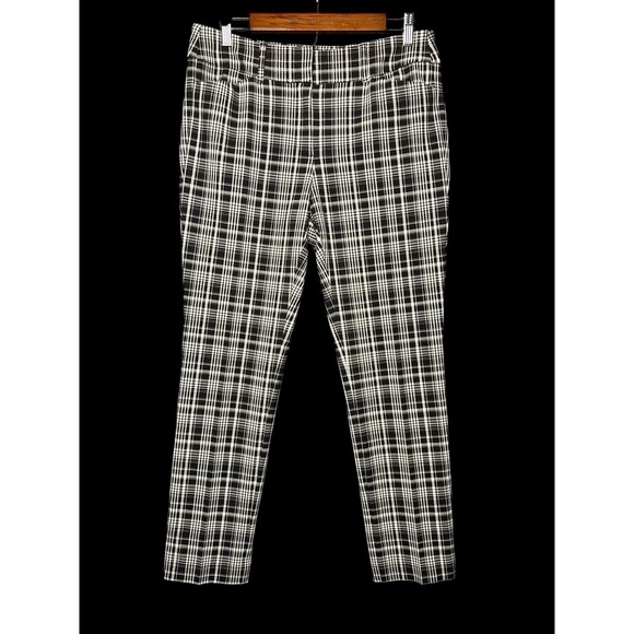 LOFT Outlet Skinny Ankle Pants Women's Size 6 Black White Plaid Stretch 33x28 - Picture 2 of 11